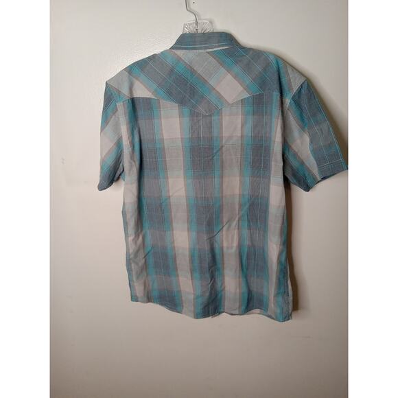 Levi's Plaid Large Short Sleeve Blue Pearlsnap Western Rodeo Shirt - Picture 5 of 8